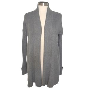 LOFT Open Cardigan Small Gray Waffle Knit LOUNGE Ann Taylor